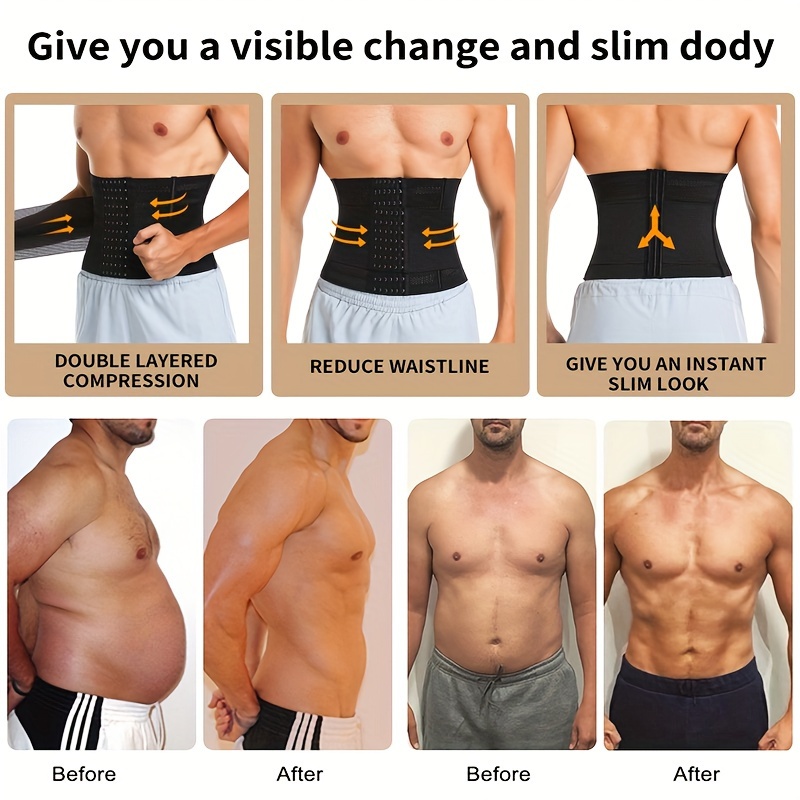 Men's Waist Training Belt Slimming Body Shaper Back Support - Temu
