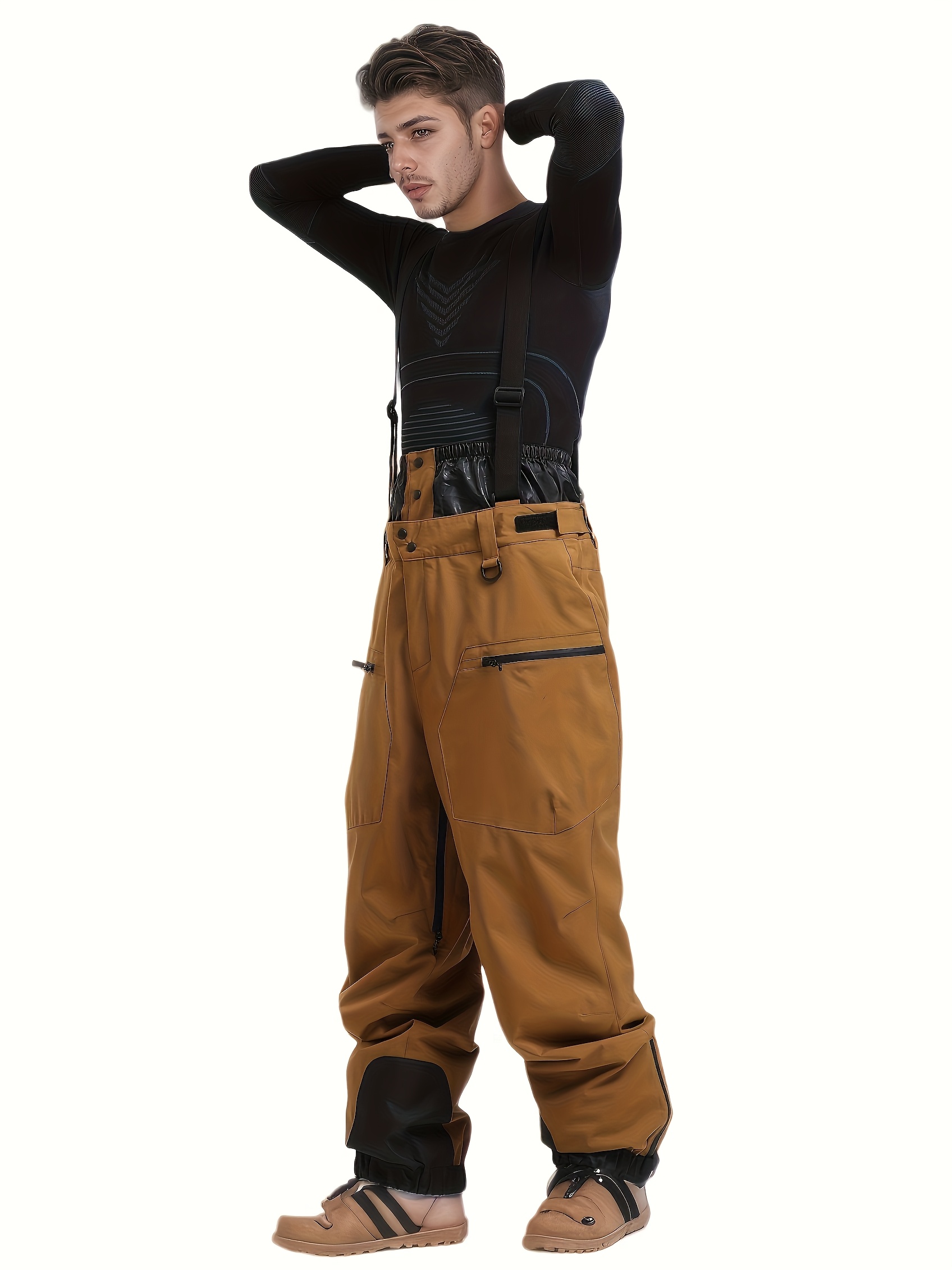 Men S Heavy-Duty Ski Bibs - Thermal Insulated Snow Pants with Adjustable Strap System, Non-Stretch Fabric for Snowboarding, Skiing, Snowmobile - Winter Overalls with Pockets - Cold Weather Pants for Alpine, Hiking, and Snow Sports - Adult Men S Outdoor Apparel, Ski Gear, Breathable Material
