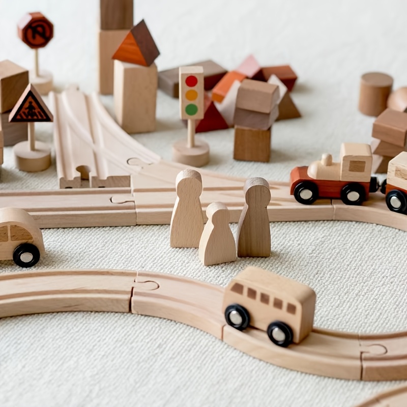 Wooden Race Car Track Set for Kids