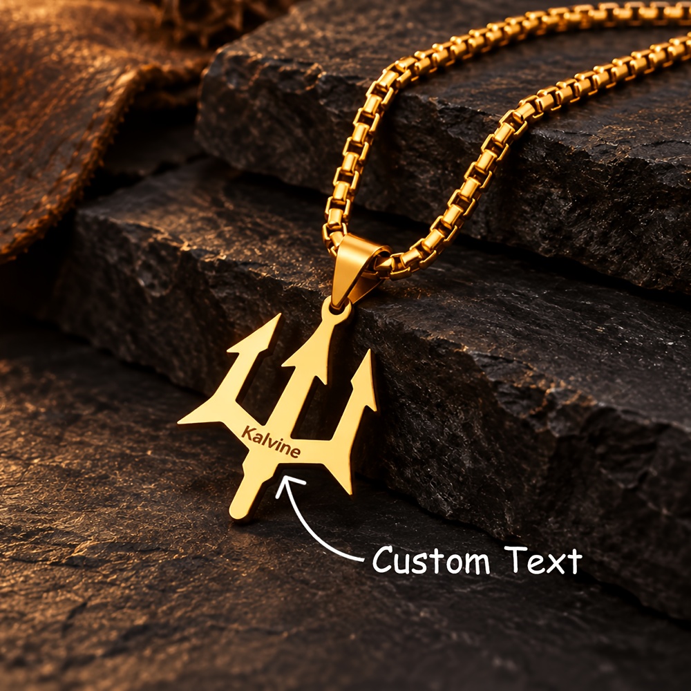Personalized Custom Trident Pendant Necklace, Unique Gift