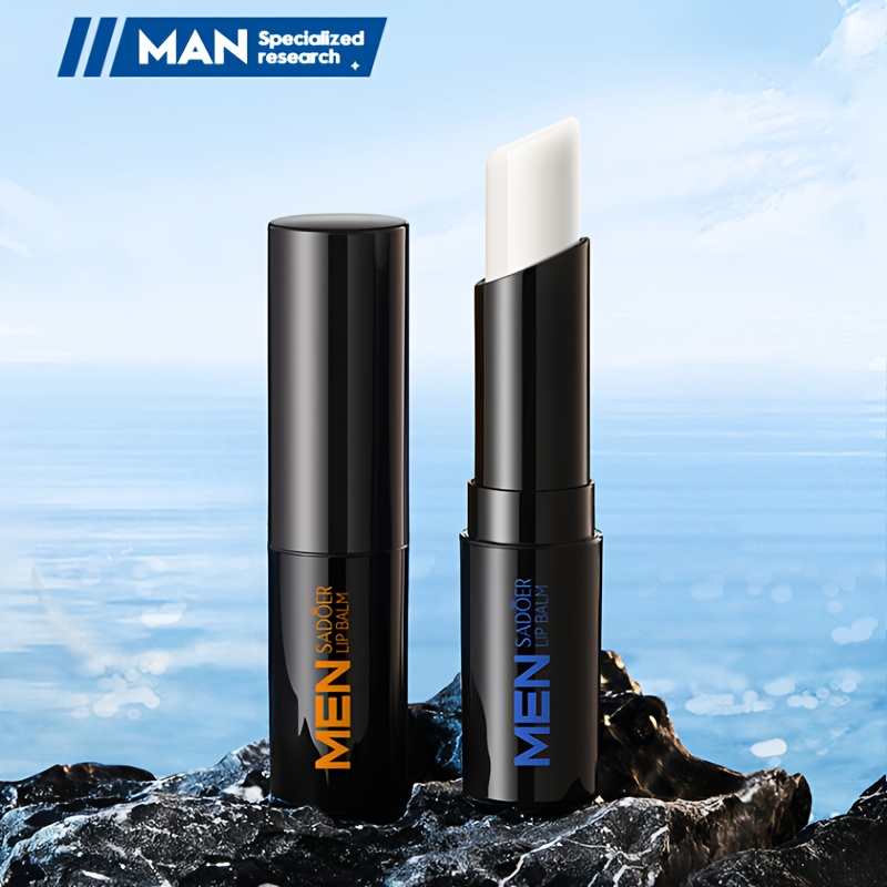 Baume à lèvres pour hommes avec squalane et vitamine E - Hydratant, finition naturelle, formule végétale sans paba pour tous les types de peau, soin de la couleur des lèvres équilibré