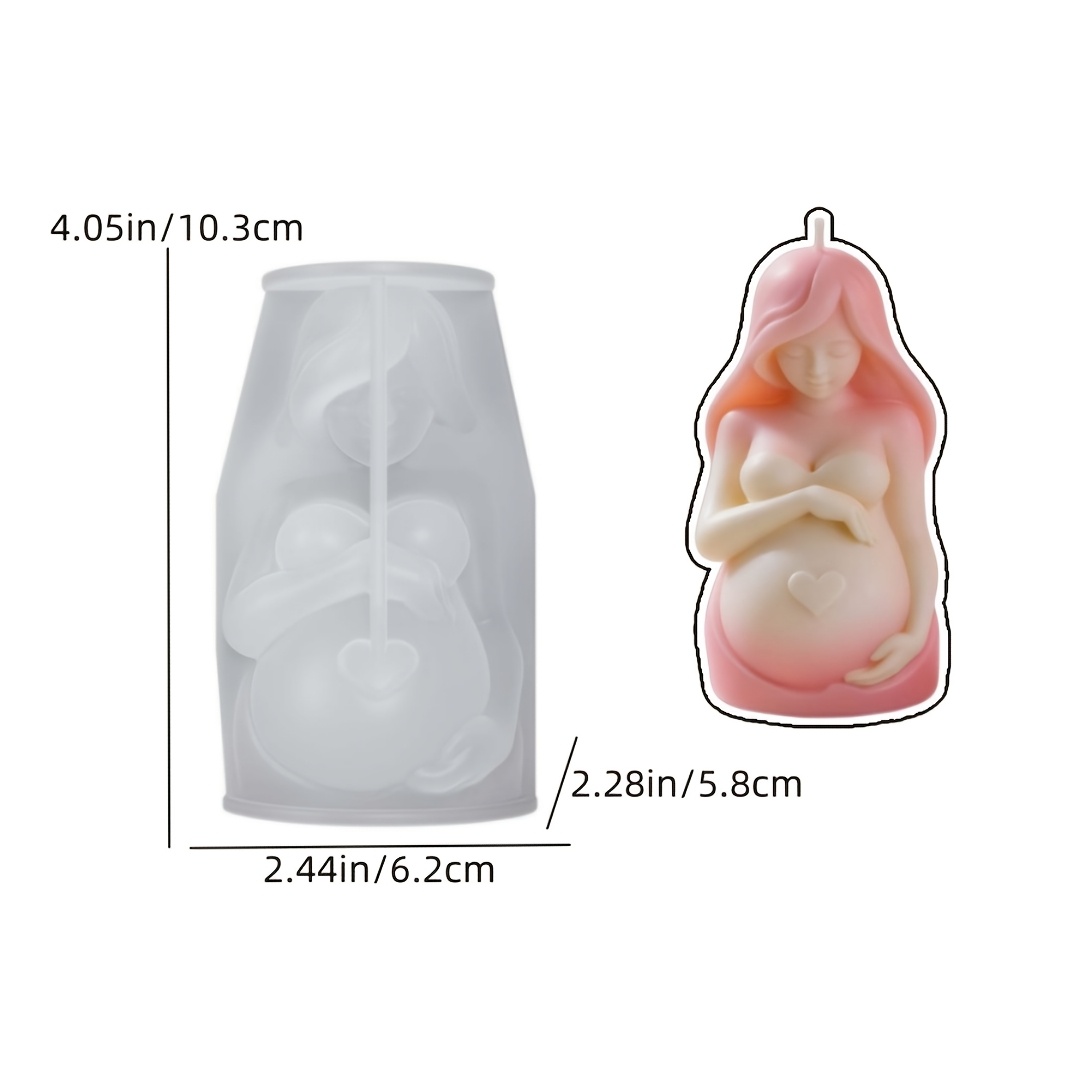 TEMU Resin Molds, Heart-shaped Pregnant Woman Candle Silicone Molds, Pregnant Figure Candle Holder Plaster Cement Drip Molds, Home Decor Accessory