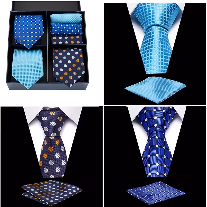 mens luxury tie and pocket square set in gift box brown striped polyester ideal for valentines day fathers day camping related accessories camping accessories elegant mens set polyester fabric Product details 28