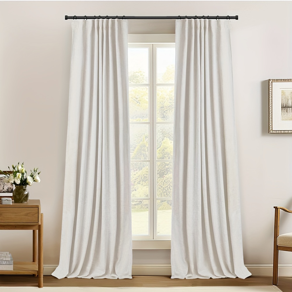 

2 Panels 100% Blackout Curtains For Bedroom Living Room, Linen Textured Curtains, Thermal Insulated Curtains, Clip Rings Or Rod Pocket