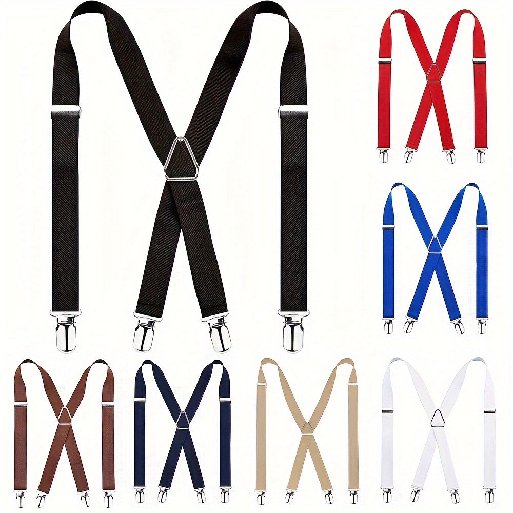 

1pc Men Suspender, Adjustable Braces With 4 Strong Metal Clips, Elastic X Back Suspender, For Men And Women