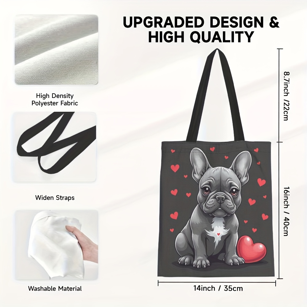 TEMU 1 pz, Borsa Tote con Design Cane , Borsa a Spalla Quotidiana da Donna, Spaziosa per Lavoro, Scuola e Shopping, ed Elegante