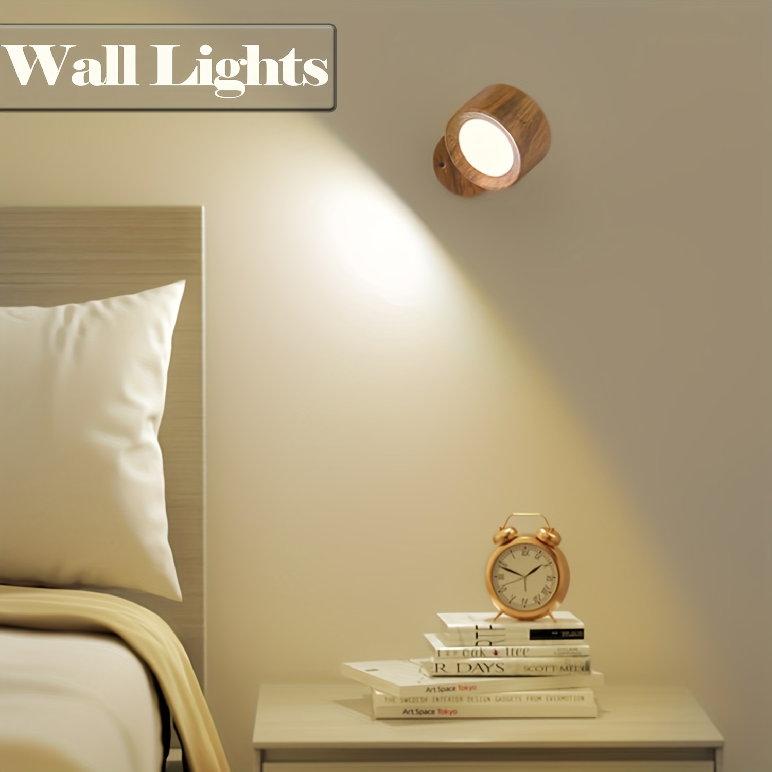 

3/2pcs, Cordless Led Wall Lights: 3 Color , 360° Rotatable, No-drill & Rechargeable. Remote-controlled, Dimmable For Night/pictures/ Reading/bedside/cabinet Lighhting.for Living/bedroom(d-wood)