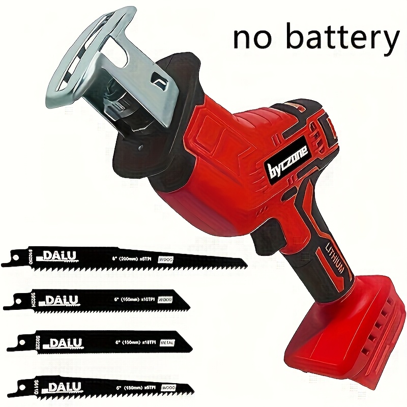 TEMU Scie alternative compatible avec les batteries 18V, scie alternative, vitesse variable 0-3500 tr/min, changement de lame outil, comprend 4 lames