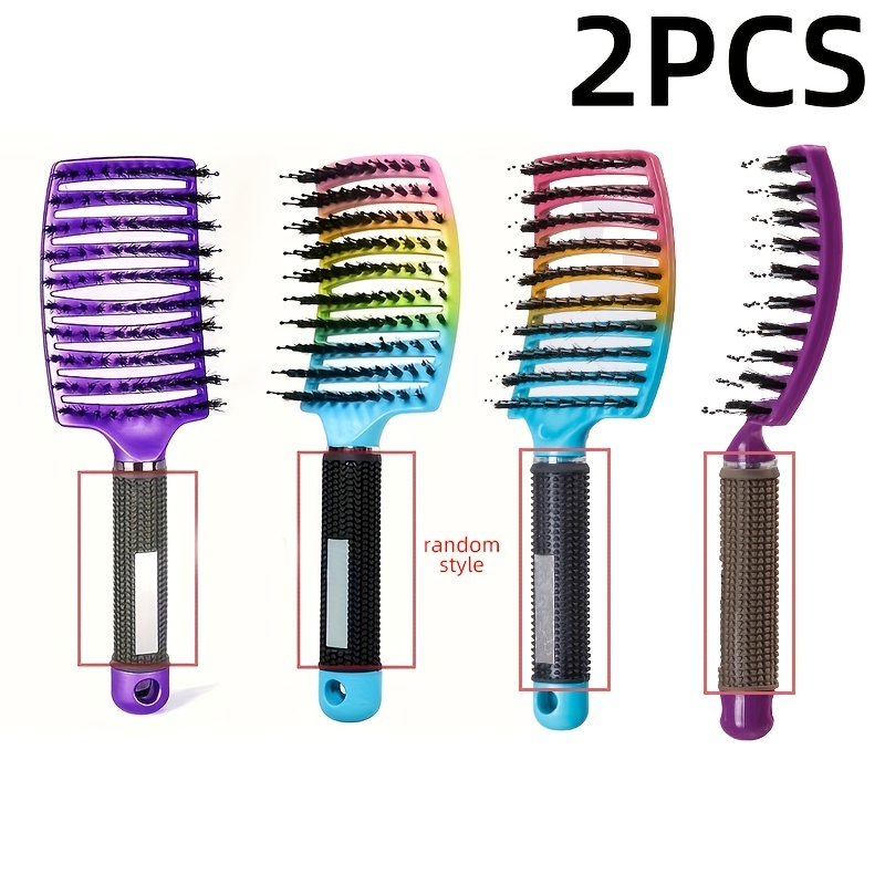 TEMU Juego de 2 cepillos desenredantes de cerdas, cepillo desenredante, cepillo de cerdas para desenredar, peine desenredante flexible, peine