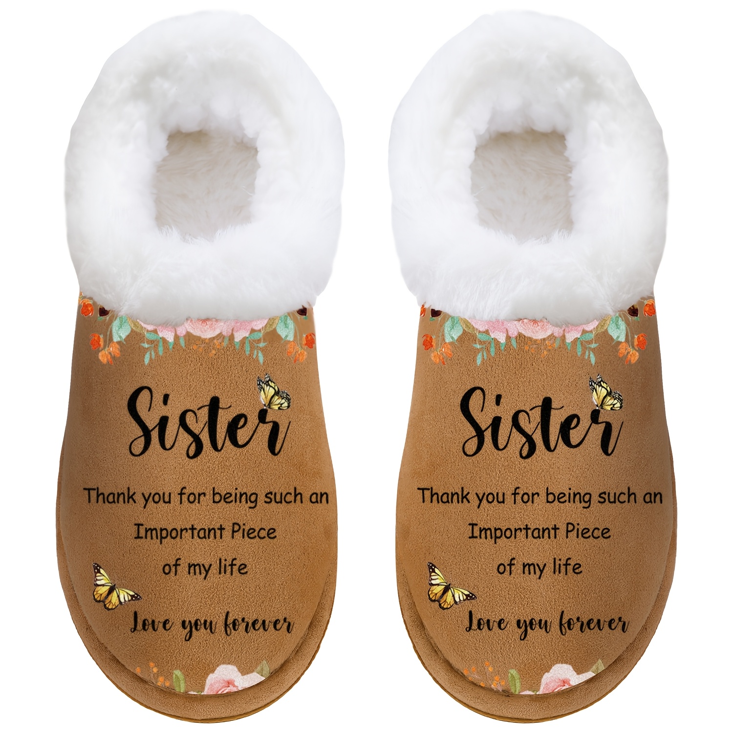 TEMU 1pc Sister Gifts, Warm Indoor/outdoor Winter Slippers, Non-slip Rubber Sole, Soft Plush, Animal Design Or Casual Wear, Shoes | Style | House