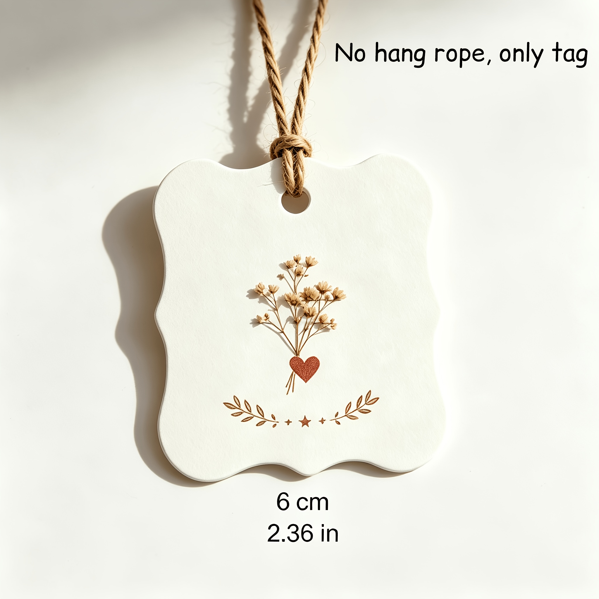 TEMU Custom Wave-edge Hang Tags With Printed, Personalized White Labels Suitable For Canvas Tote Bags, Boutique Tags With Holes And Strings, Editable