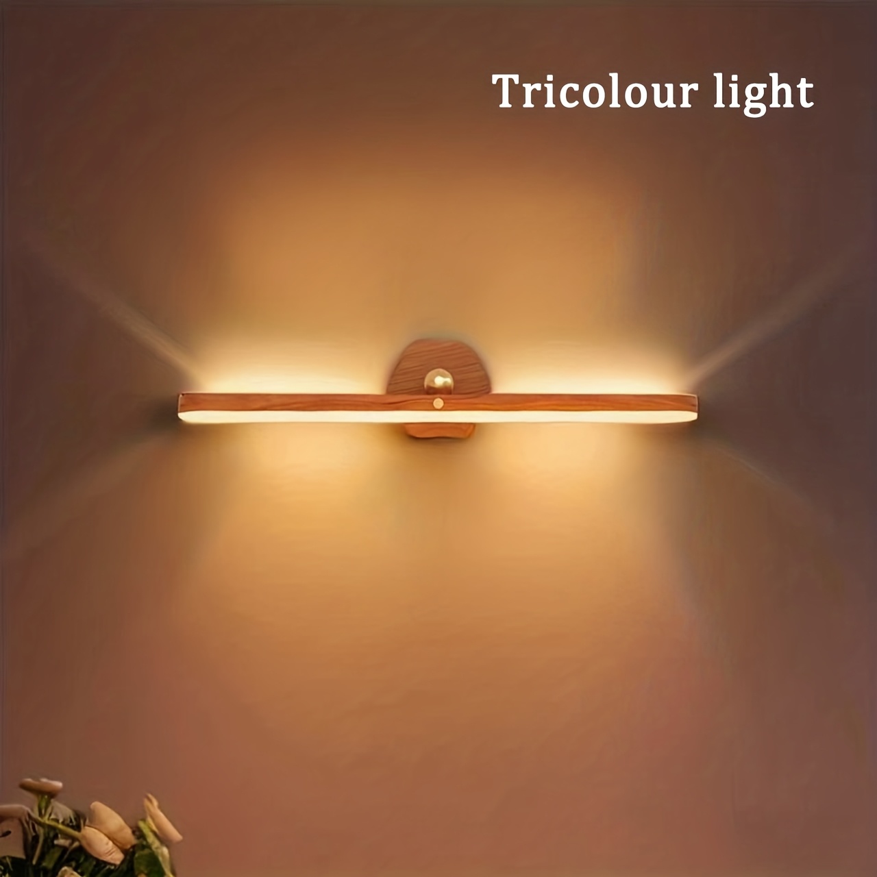 1pc led rechargeable light strip with wood grain rotating lamp   dimming touch control vanity light magnetic light strip suitable for bathroom living room and bedroom kitchen wardrobe bedside