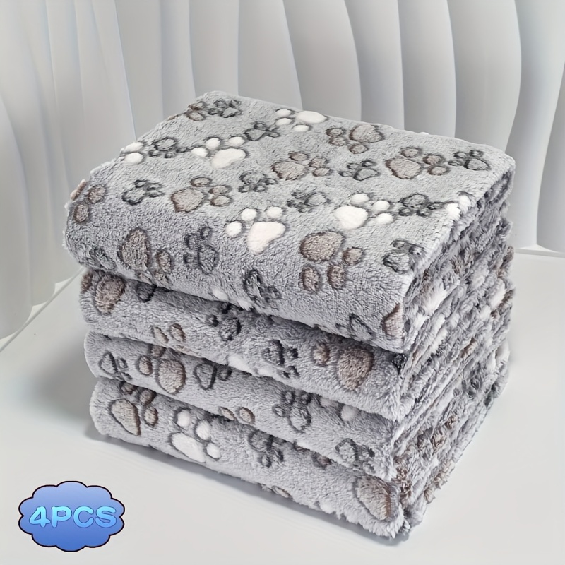 TEMU 4pcs Flannel Print Soft Blanket Set - Cozy, Soft, And Warm - Dog Bed Cat Bed Sofa Blanket Mat - Suitable For Small/medium Dogs And Cats, Machine Washable - Use