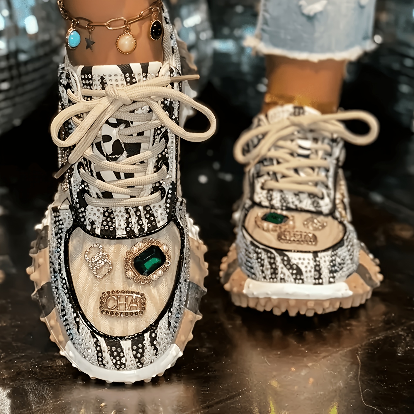 womens   white sneakers wedge heel sneakers with sparkling   embellished upper durable   resistant sole breathable upper fabric   outdoor daily casual shoes perfect fashion gift women shoes