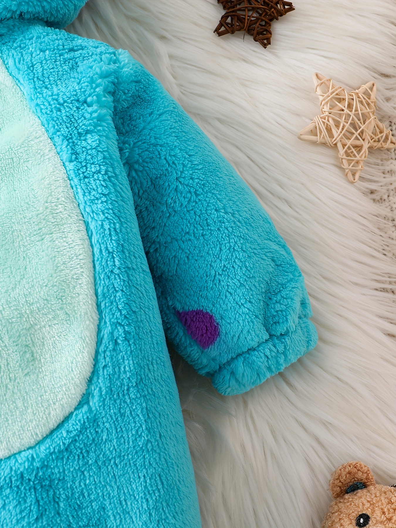 Cute Plush Onesie for Baby Girls with Footed Design, Perfect for Autumn And Winter, Featuring a Cartoon Monster Theme Inspired by Sulley for Warmth And Comfort, for Outdoor