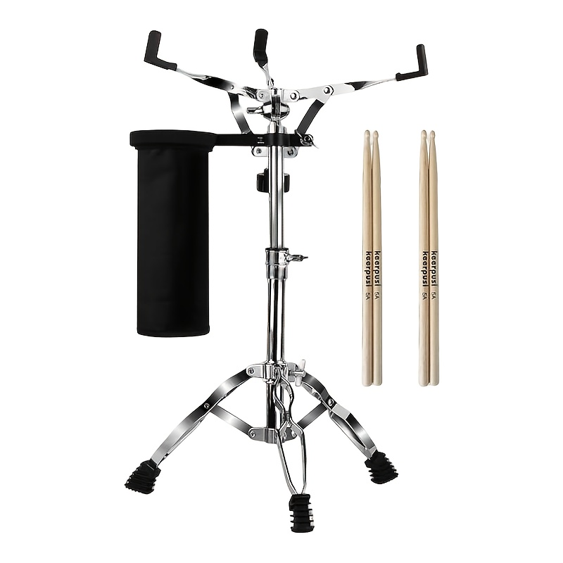 TEMU Snare Drum Stand With Drum Sticks Holder And 2 Drumsticks, Double Braced Tripod Snare Stand For 10 To 14 Inch Snare Drum Pad, Snare Drum
