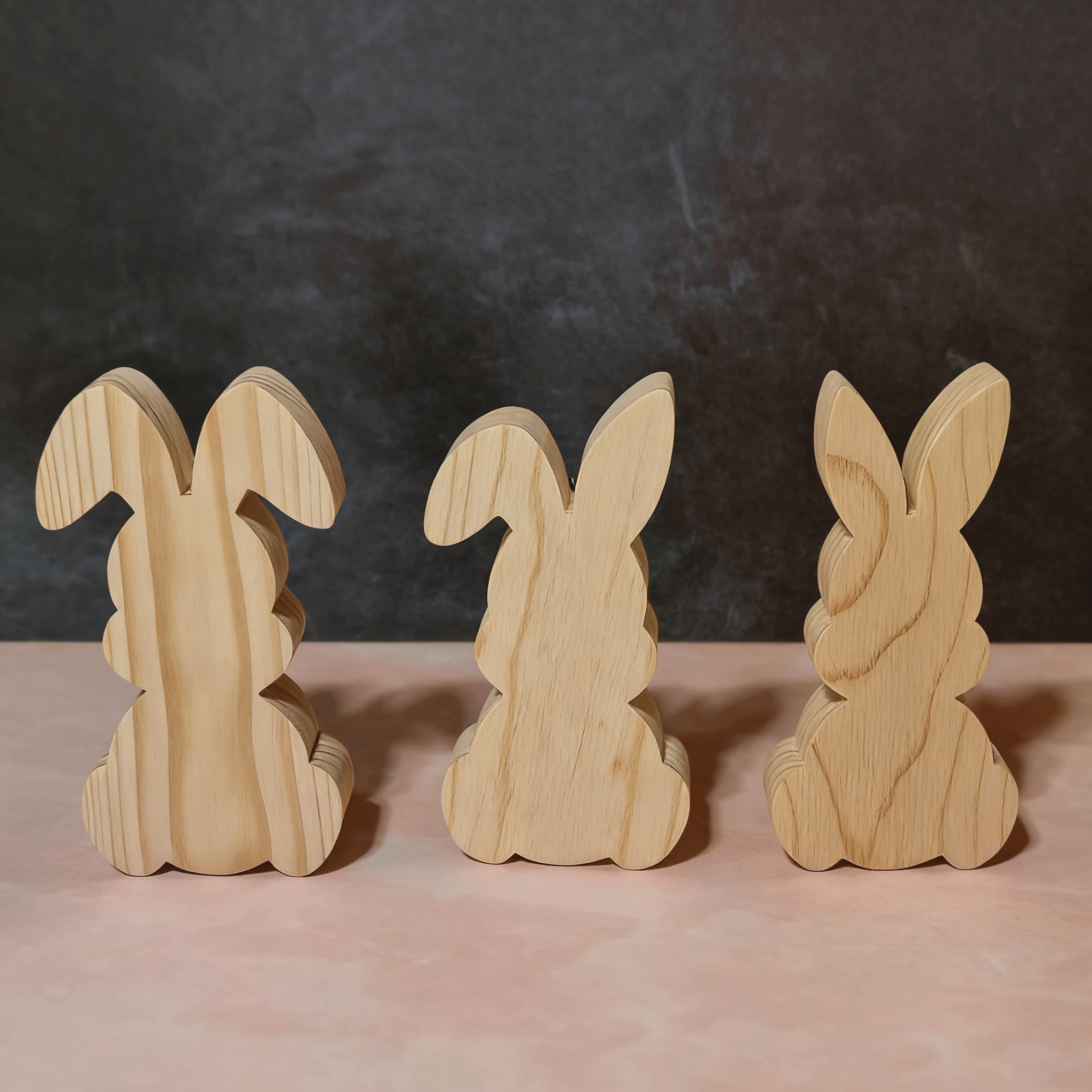 Image of 3pcs Unfinished Rabbit Decoration, Easter Decoration, Easter Bunny Craft Solid Wood Cutouts, Tiered Tray Decor, Diy Craft Wood Shapes, Diy Easter Bunny Decoration Blank Wood Cutouts