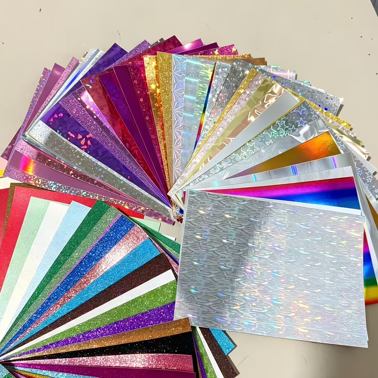 TEMU 32 Sheets A5/a4 Glitter Texture Scrapbook Paper - Assorted Colors And Styles, Embossed Art Paper, Glitter Paper, Pearlescent Paper, Etc. (random