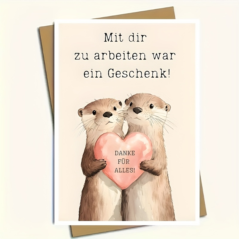 Farewell Card With Envelope, Cute Otter Design, Thank You And Goodbye Card For Colleagues, Perfect For Women, Message For Farewell And