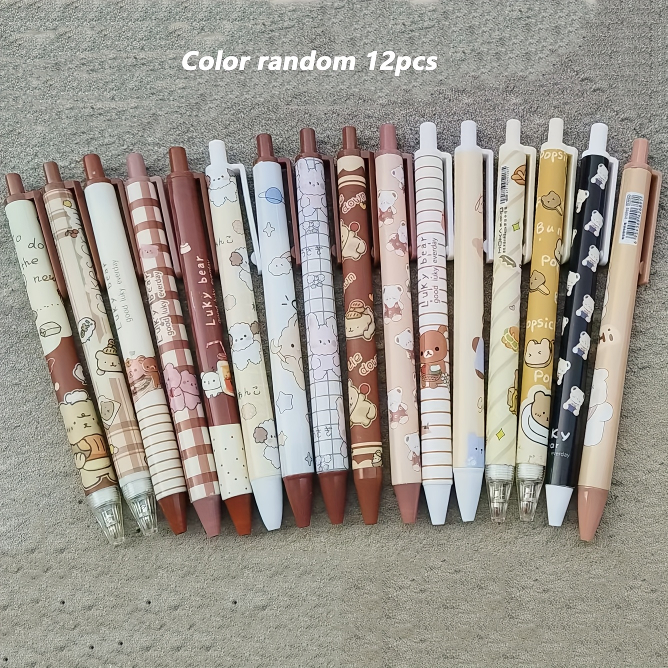TEMU Little Bear Family Assorted Gel Pens, Random Color 12pcs Set