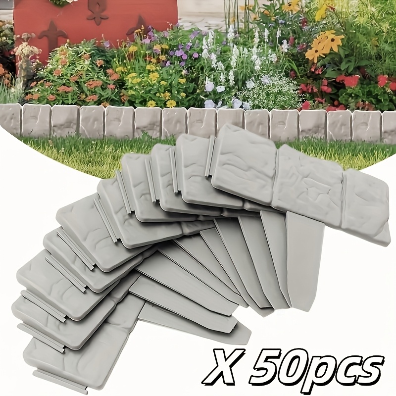 Image of 50pcs Set Of Garden Landscape Fence, Plastic Garden Fence, Lawn Autumn Decoration, Outdoor Vegetable Garden Partition Fence Decoration