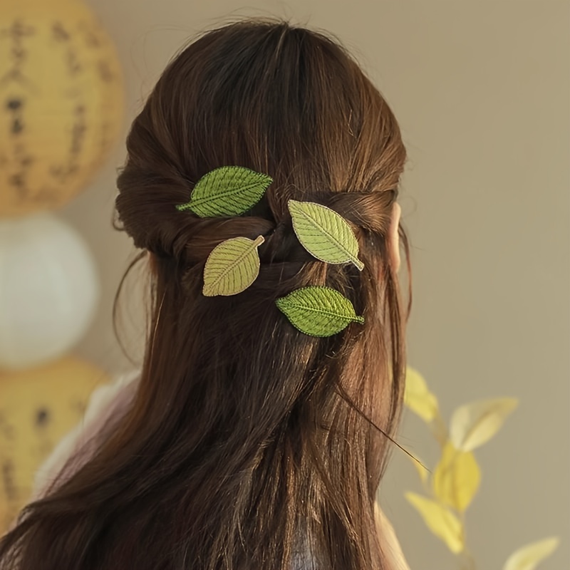 

Barrettes à Bec de Canard Brodées de Feuilles - Mignons & , Clips pour Cheveux pour Femmes, Idéaux pour la Saint-Valentin