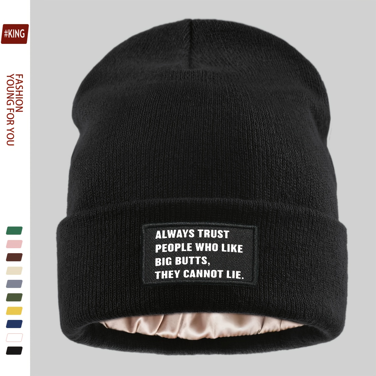 TEMU 1pc Humorous And Sarcastic Slogan Winter Ski Hat, Lightweight And Warm, Suitable For Outdoor Activities For Men And Women. A Fun Accessory For