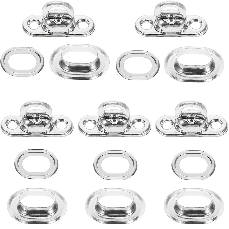 Image of 5pcs Copper Oval Swivel Snap Hooks, Swivel Eye Buckles With Knob, - Suitable For Outdoor Canvas, Boat Covers, And Truck Tarps