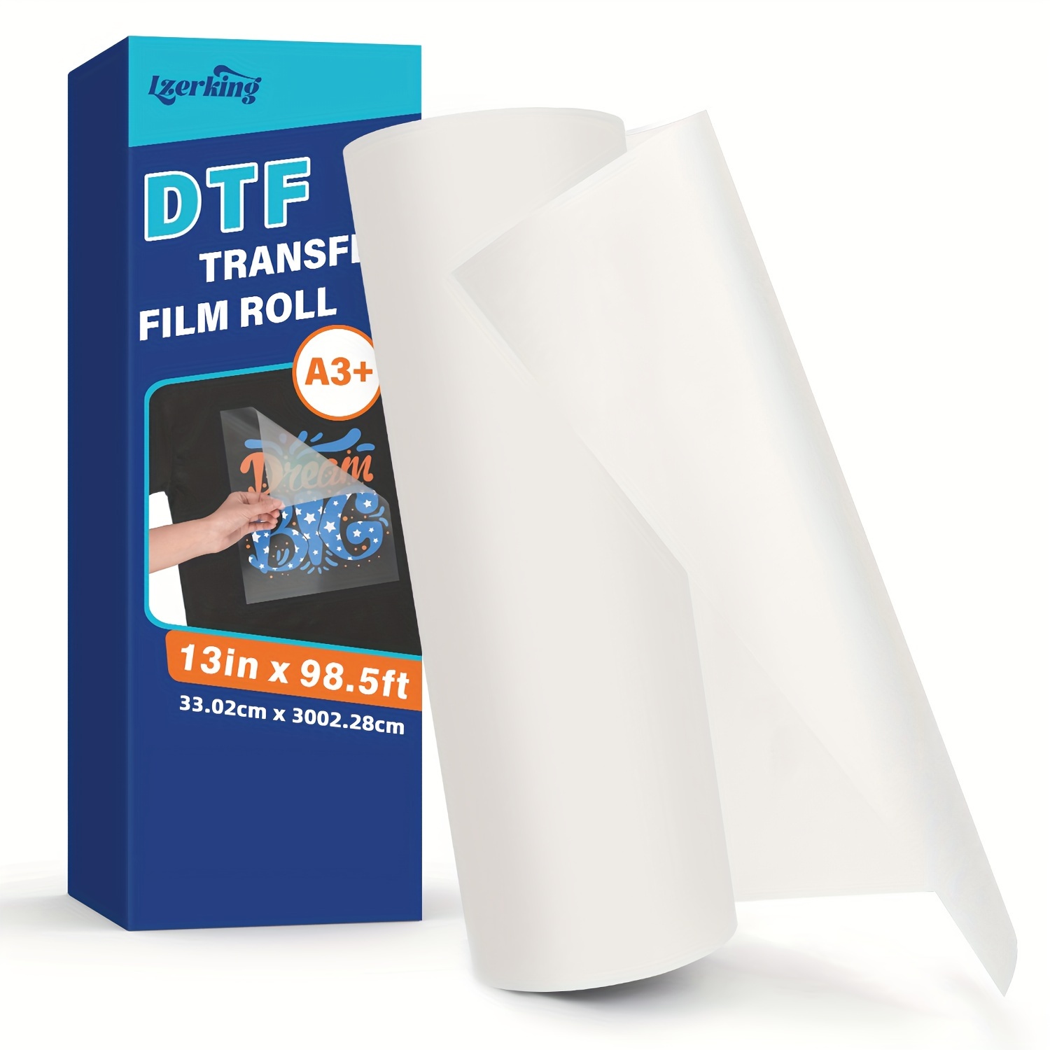 

Dtf Transfer Film Roll 13in X98.5ft -a3 Dtf Film, Double-sided Matte Pet Heat Transfer Paper, Direct To Film For All Fabric And T-shirts Textile, Peel Dtf Roll Film