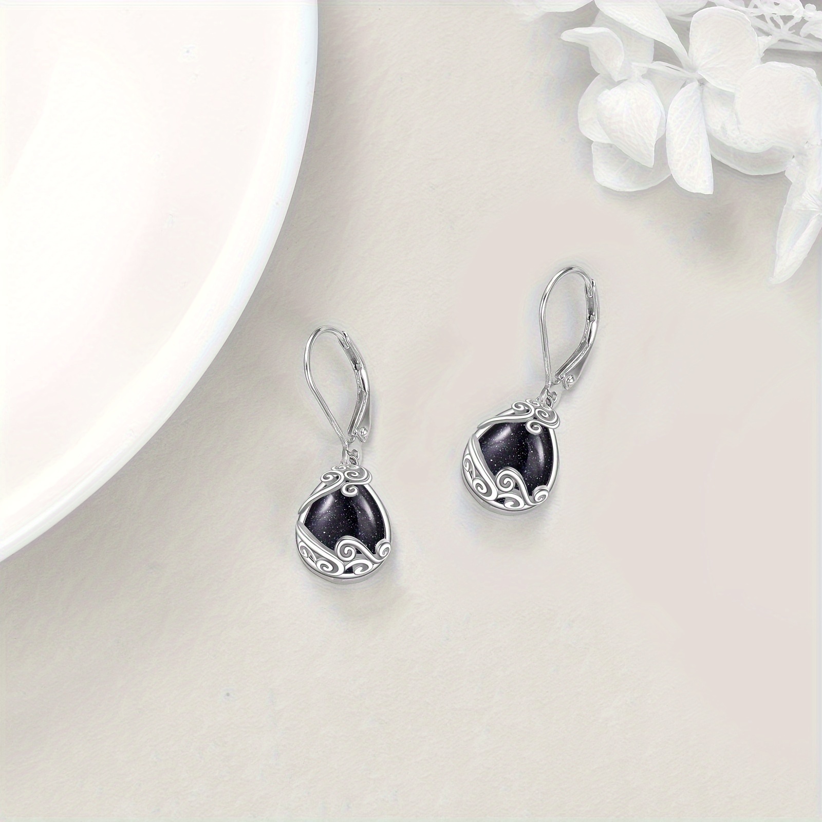 925 sterling   sandstone drop dangle teardrop earrings leverback earrings for women jewelry gifts Product details 2