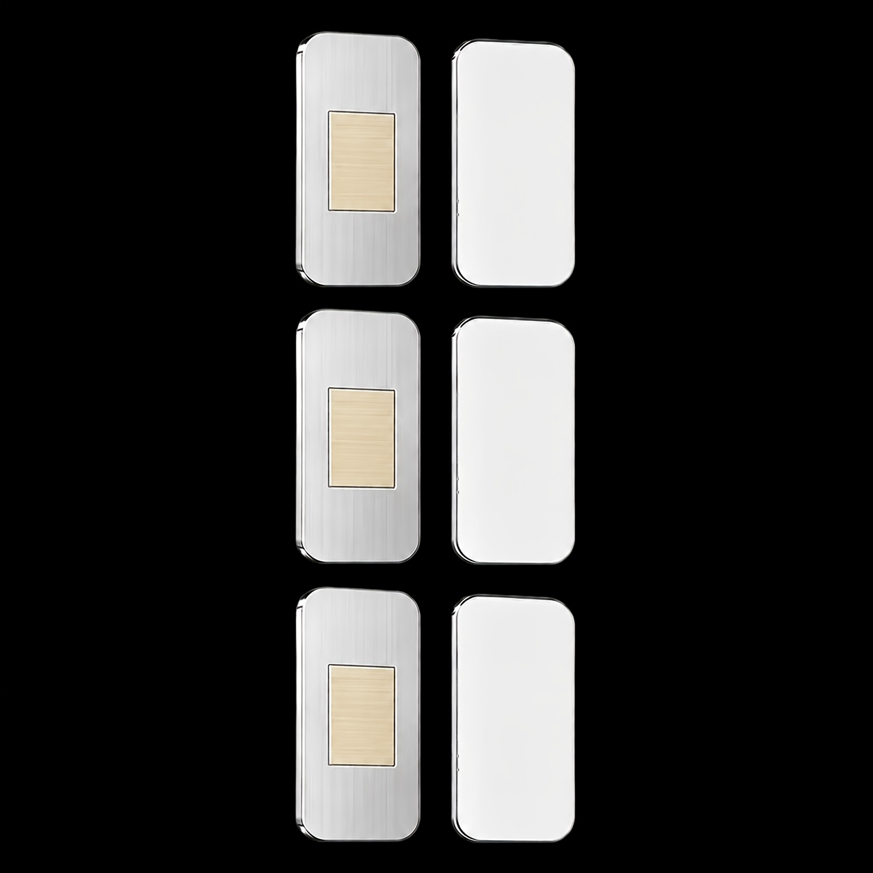 TEMU 6pcs (3 Sets) Ultra-thin Stainless Steel Magnetic Cabinet Door Catch Set, Strong Magnetic Door Latch, No Drill Mounting, With Double-sided Tape,