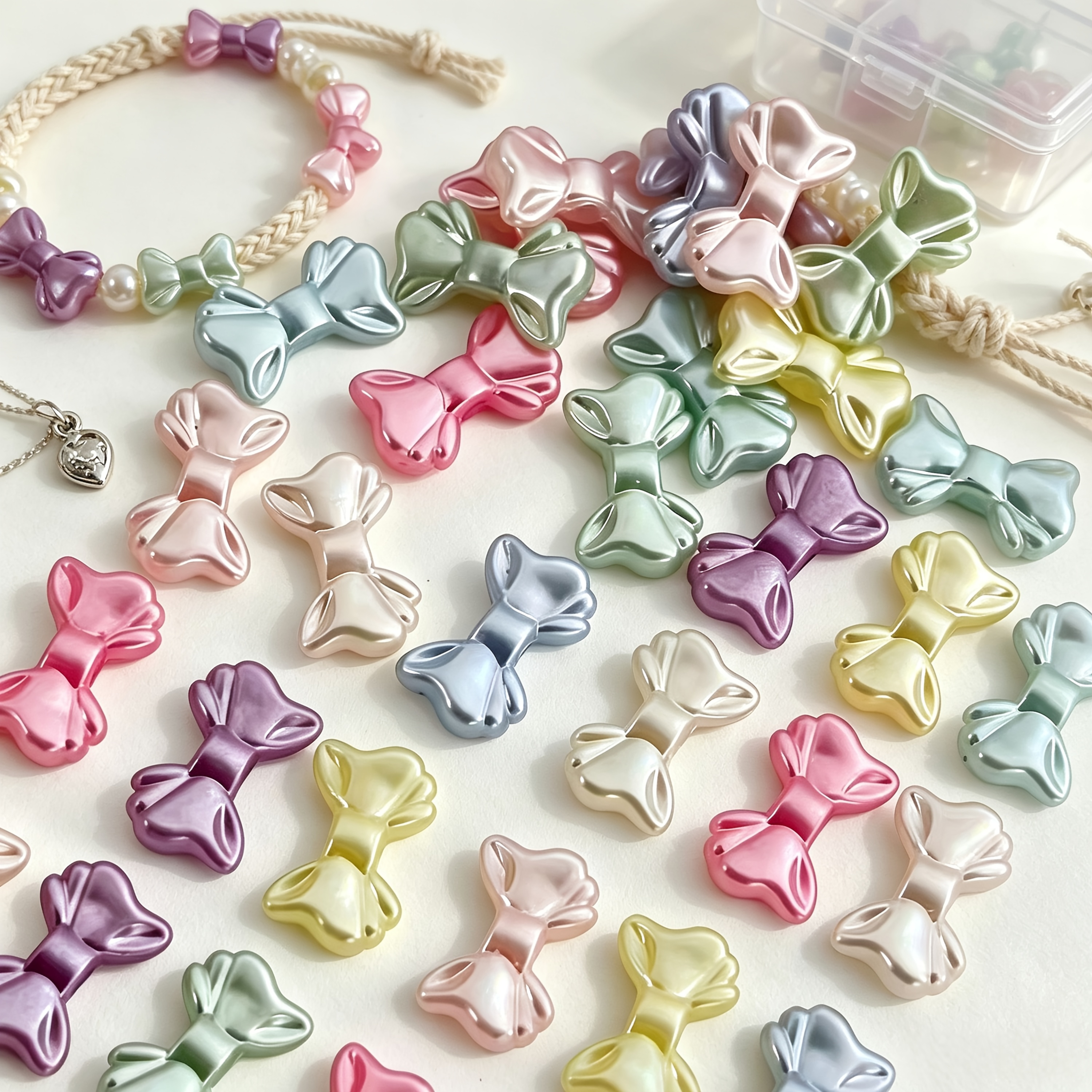 TEMU 118pcs 9 X 15mm Bow Acrylic Beads, Glossy Transparent Perforated Bow And Beads, Women's Fashion Pendant And Bracelet > Women's Bead Stringing >