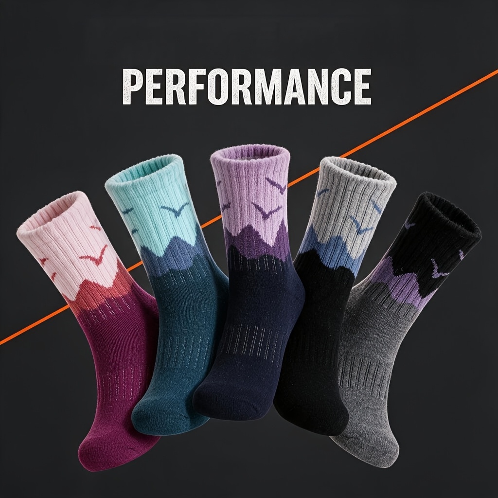 TEMU 5 Pairs Of Women's Professional Moisture-wicking Sports Socks - Reinforced And Thickened, Soft And Comfortable, Outdoor Casual Fitness Running