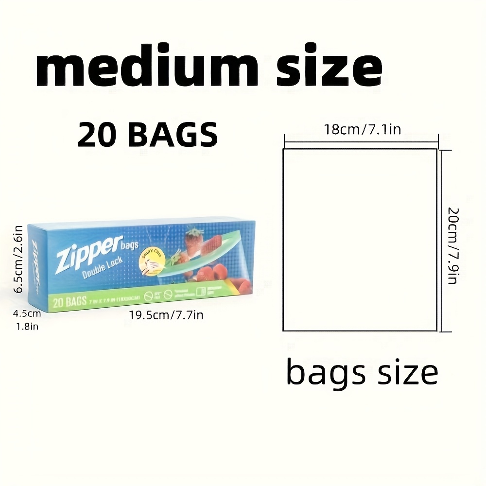TEMU 15/20/30pcs, Small/medium/large Size, Thickened Freezer- Storage Bags, Sandwich Bags With For Kitchen And Refrigerator Use