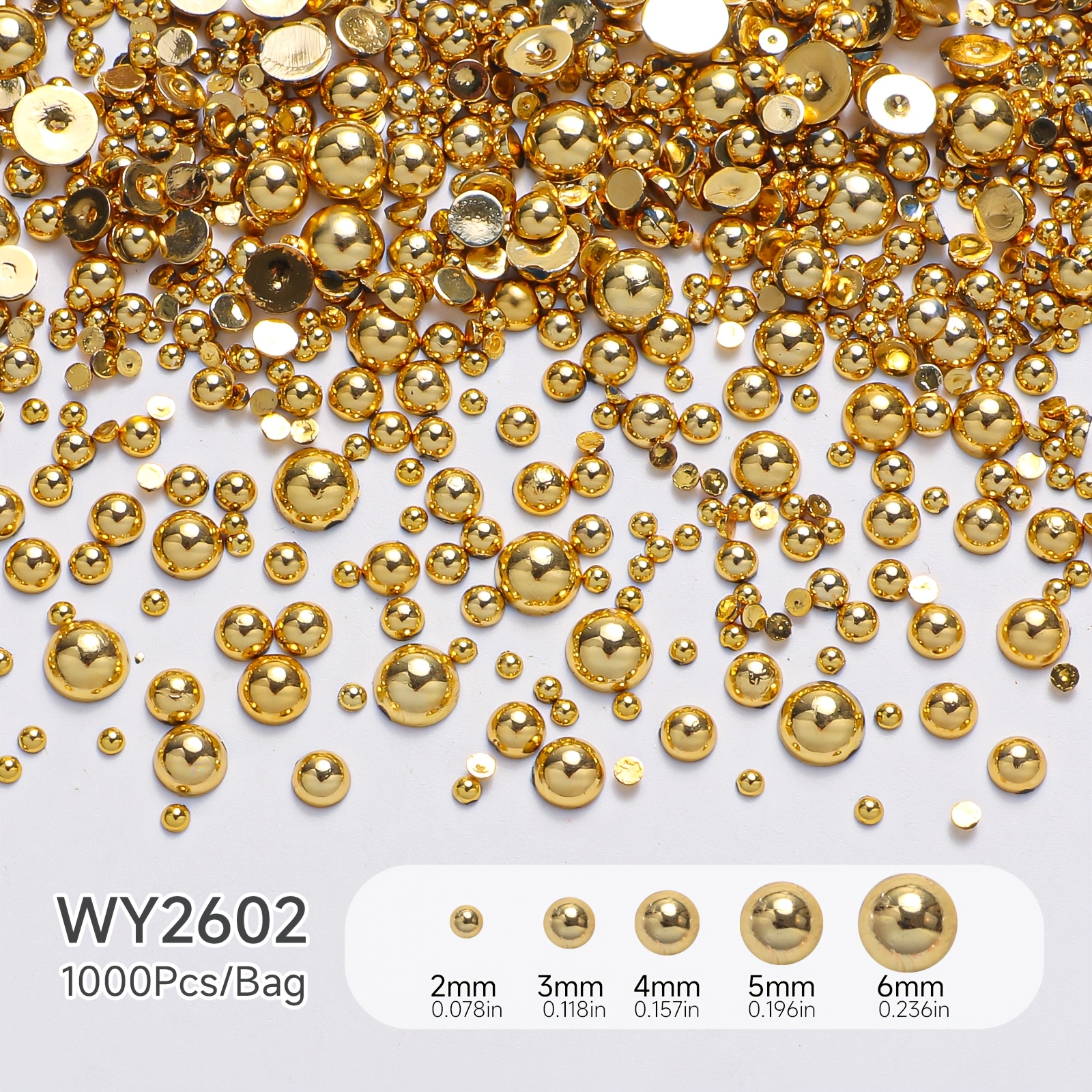 TEMU 1000 pz. Piatte per Artigianato, Mezze Unghie e Dorate Bianche Beige, Perline Mezzetonde ABS Piatte -6mm per Decorare Unghie, Artigianato Fai da