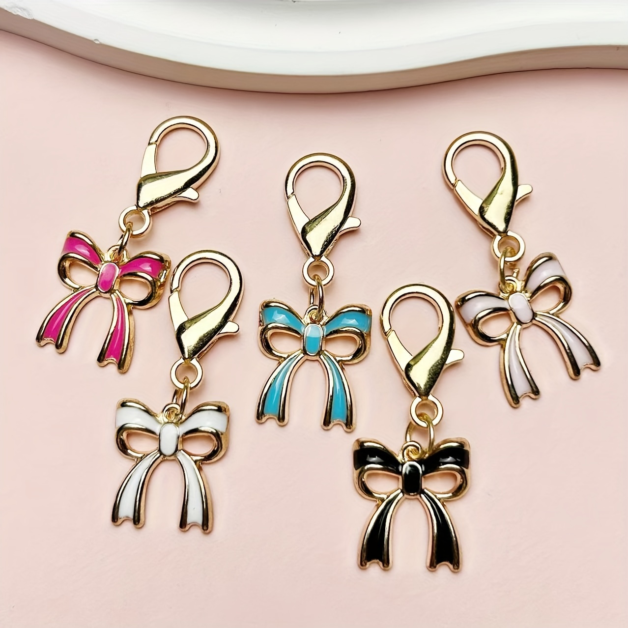 

5- Bow Keychains, Alloy Alloy, Fashionable 's Key , , Jewelry Accessories For , Phone Cases,