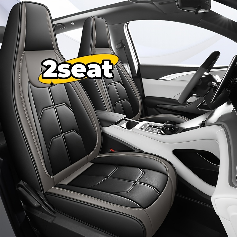 TEMU 2pcs Leather Car Seat Covers - , Non-slip, Anti-wear, Universal Fit For Front Seats, Sports , Sports Car Seats| Seats|durable Car Seats