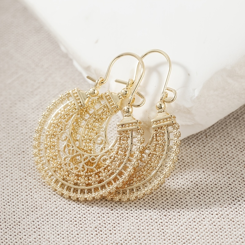 Image of Vintage Bohemian Antique Style Hoop Earrings For Women Niche Design Fashion Earring Daily Wear Party Jewelry Gift
