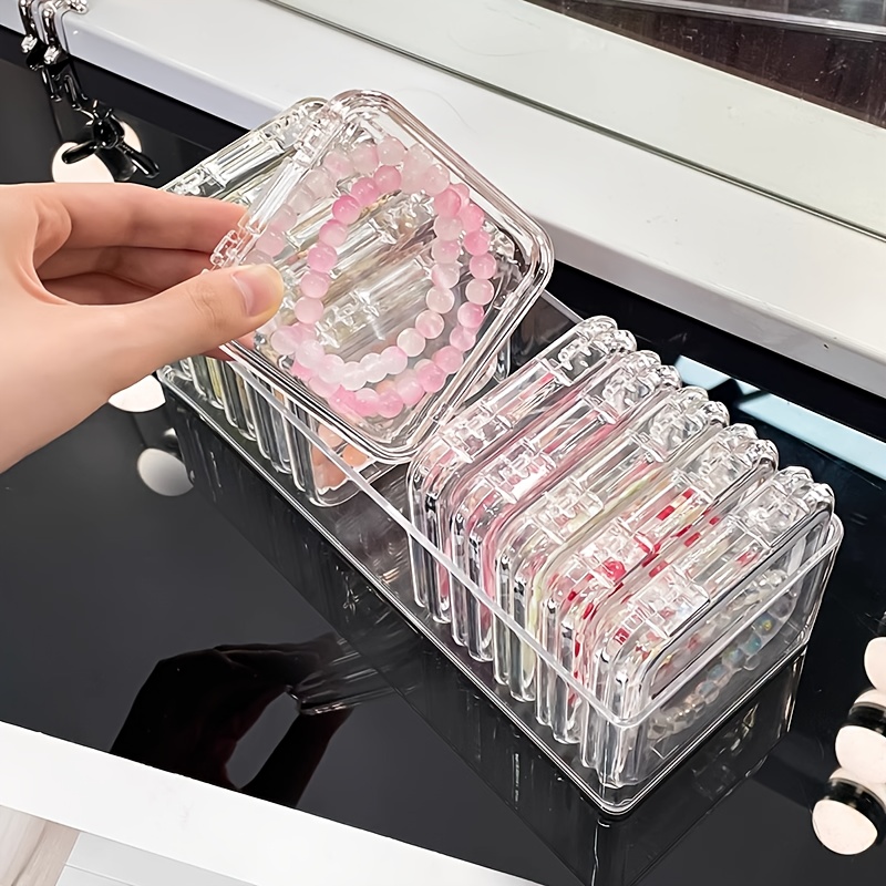 13 piece clear plastic jewelry and personal   organizer set   stackable containers for bracelets necklaces and dresser accessories Product details 6