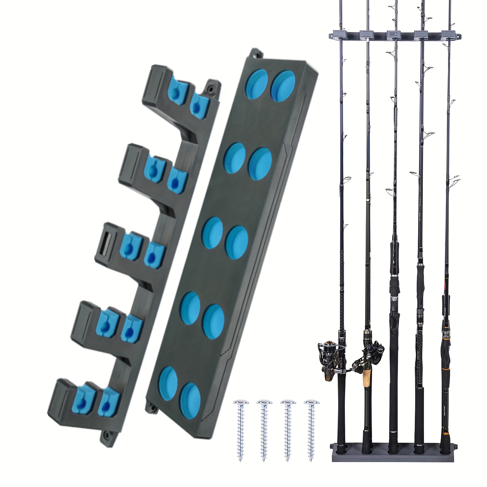 * Vertical Fishing Rod Holder Wall-Mounted Fishing Rod Rack For Hotel,  Stores 6 Rods Or Fishing Rod Combos In 13.6 Inches, Great Fishing Pole Holde