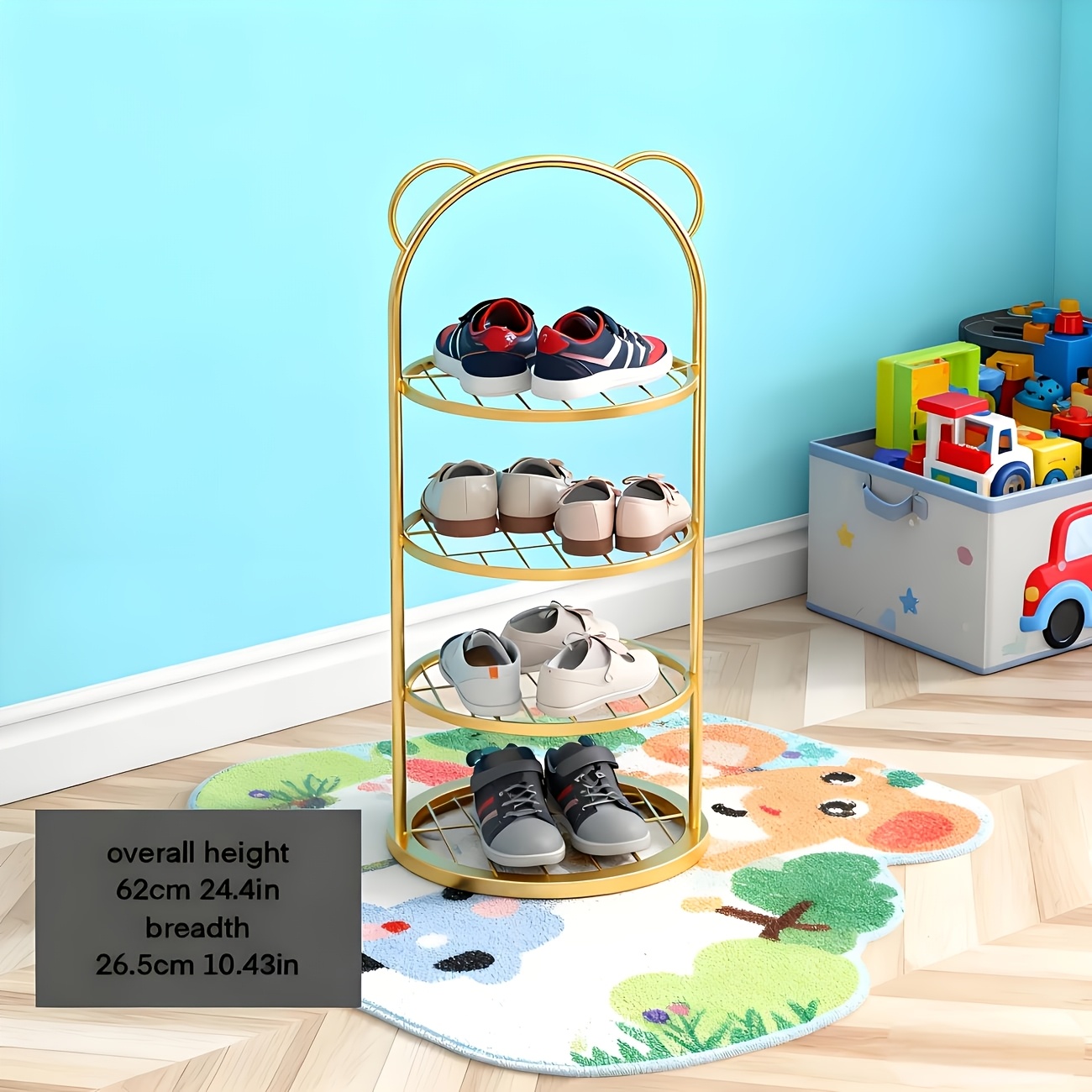 Image of 4-layer Free Standing Shoe Racks, A Bear Ear Metal Shoe Rack - Hallway Storage Shelf, And , Suitable For Room Types, Space-, Storage Racks Sturdy Durable Space Metal Material Shoes Shelves