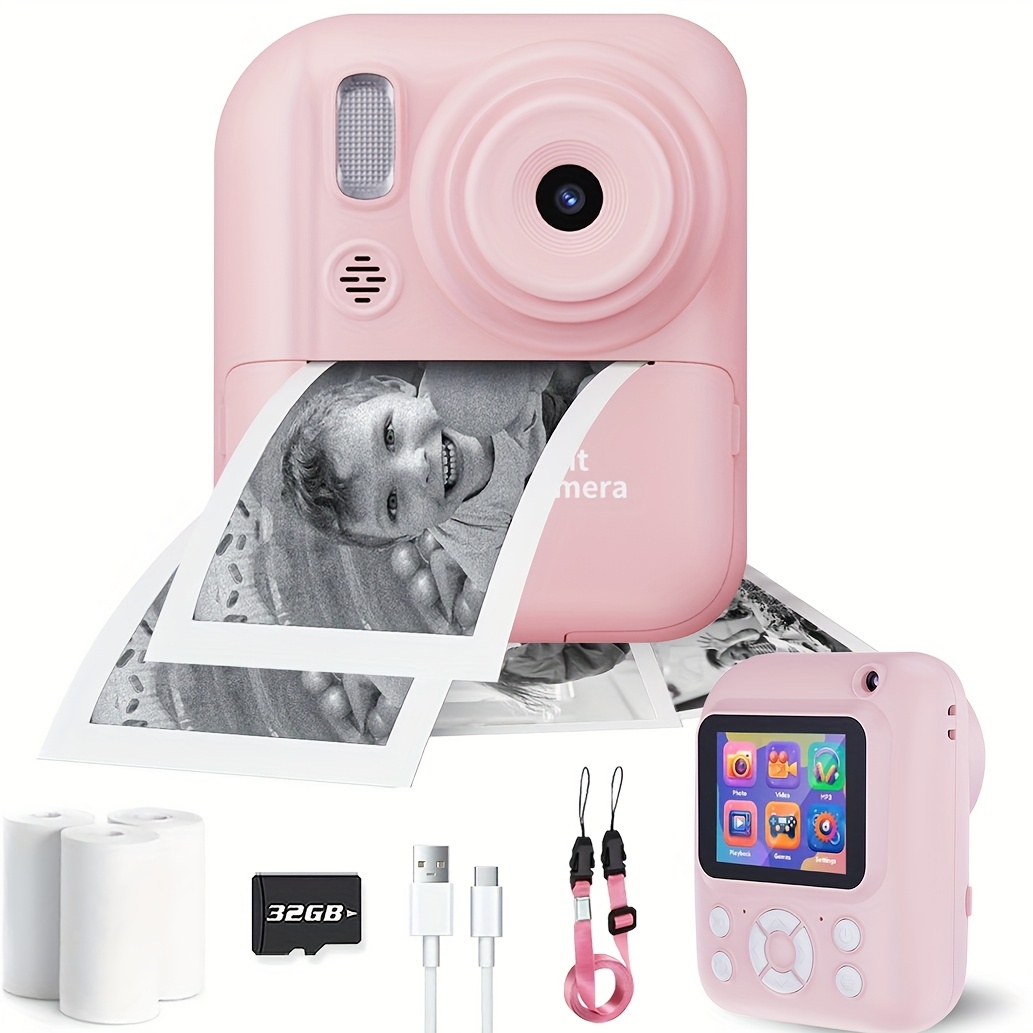 TEMU Instant Print Camera With Print Paper - 48mp Digital Camera With Flash, Outdoor Photography Mini Digital Camera Printer With 1080p Fhd Cartoon
