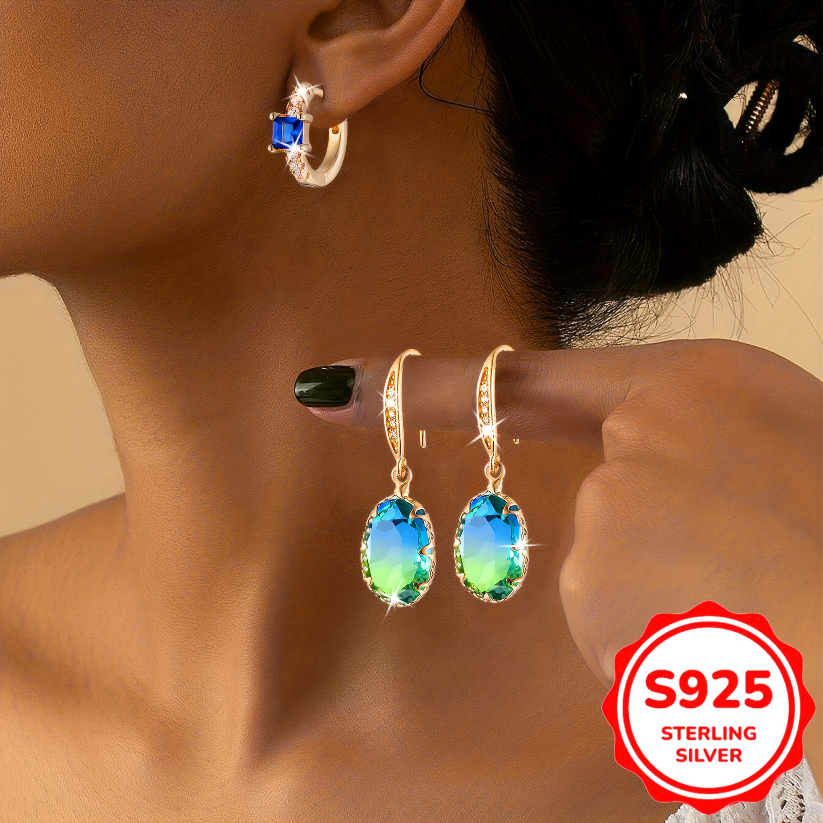 

Of 925 Sterling Earrings - Egg-shaped Opal, Multi-colored Options For And Parties Hypoallergenic, High Quality Fashion Jewelry Gifts