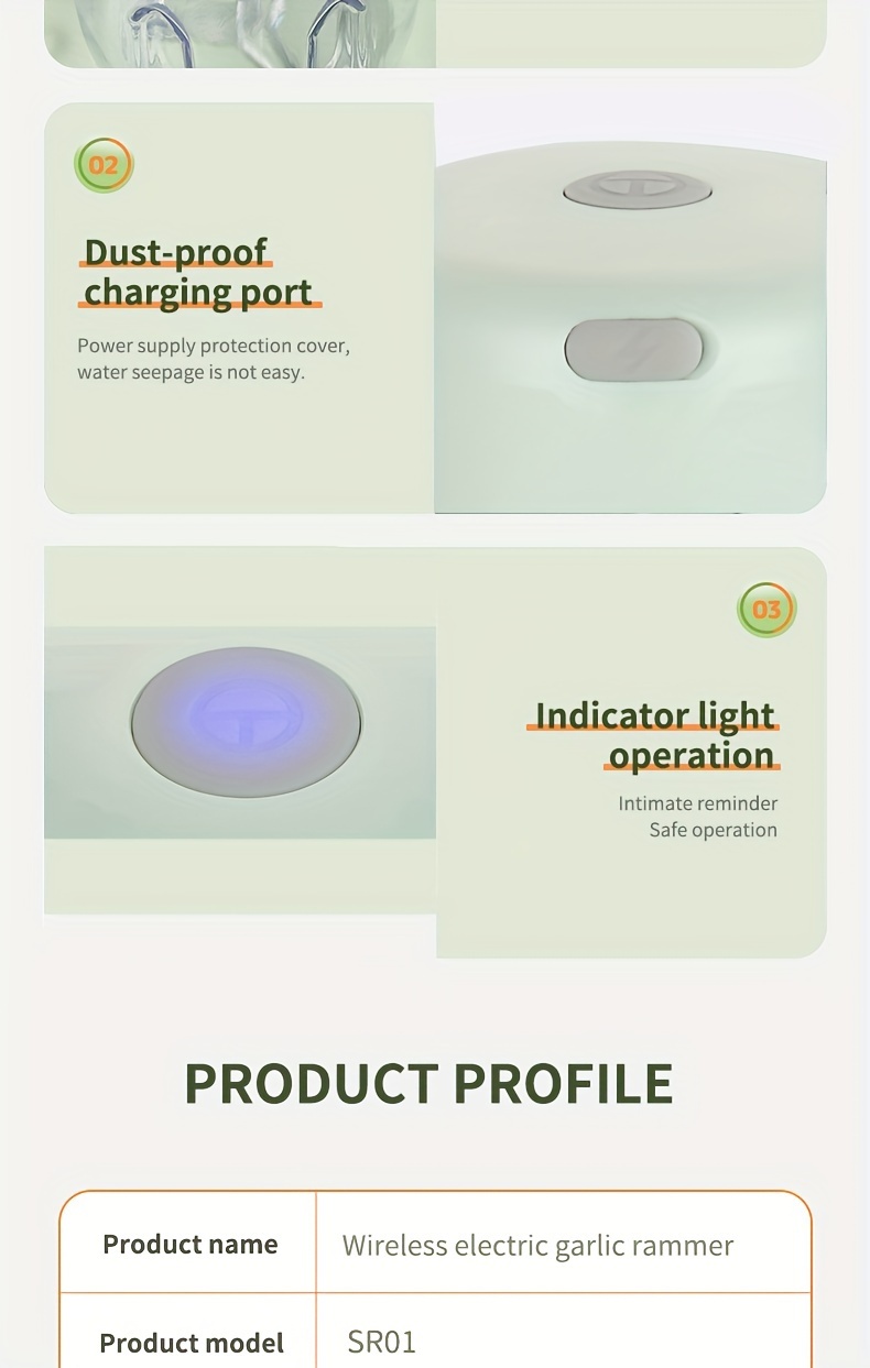 Picadora de ajo eléctrica portátil mini recargable por USB de 100/250 ml - Para picar ajo, jengibre, chile, cebolla, carne