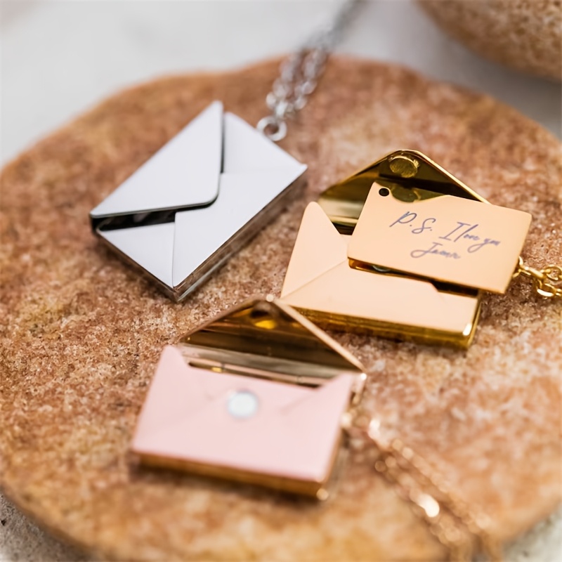 

Collier Pendentif Enveloppe Personnalisée, Collier Pendentif Boîte Personnalisé, Cadeau de Saint-Valentin