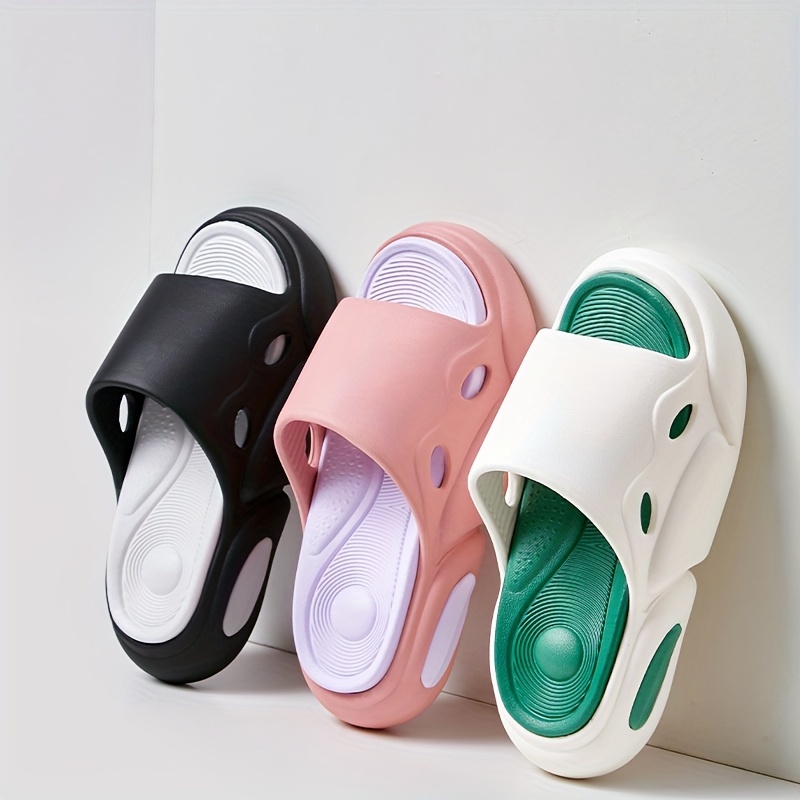 

Contrast Color Platform Slides, Casual Open Toe Slip On Shoes, Comfortable Indoor Home Slides