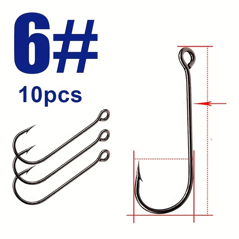 TEMU 10pcs Of Large- Bait Hooks With Barbs, Single Hooks For Stream Fishing, Suitable For Small Fish Like