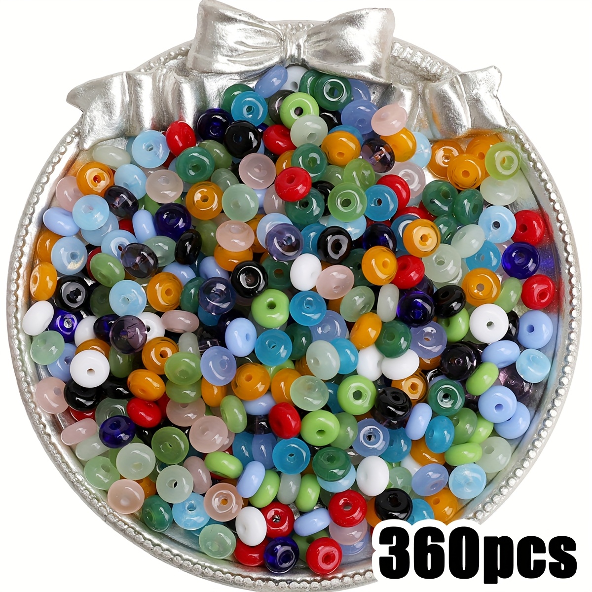 E-shop 360 Stk. BEADIA Glasperlen für Schmuckherstellung - 3x6mm Zylindrische Bohemian-Style Perlen, 360 Stk. Bunte Vorgebohrte Perlen für