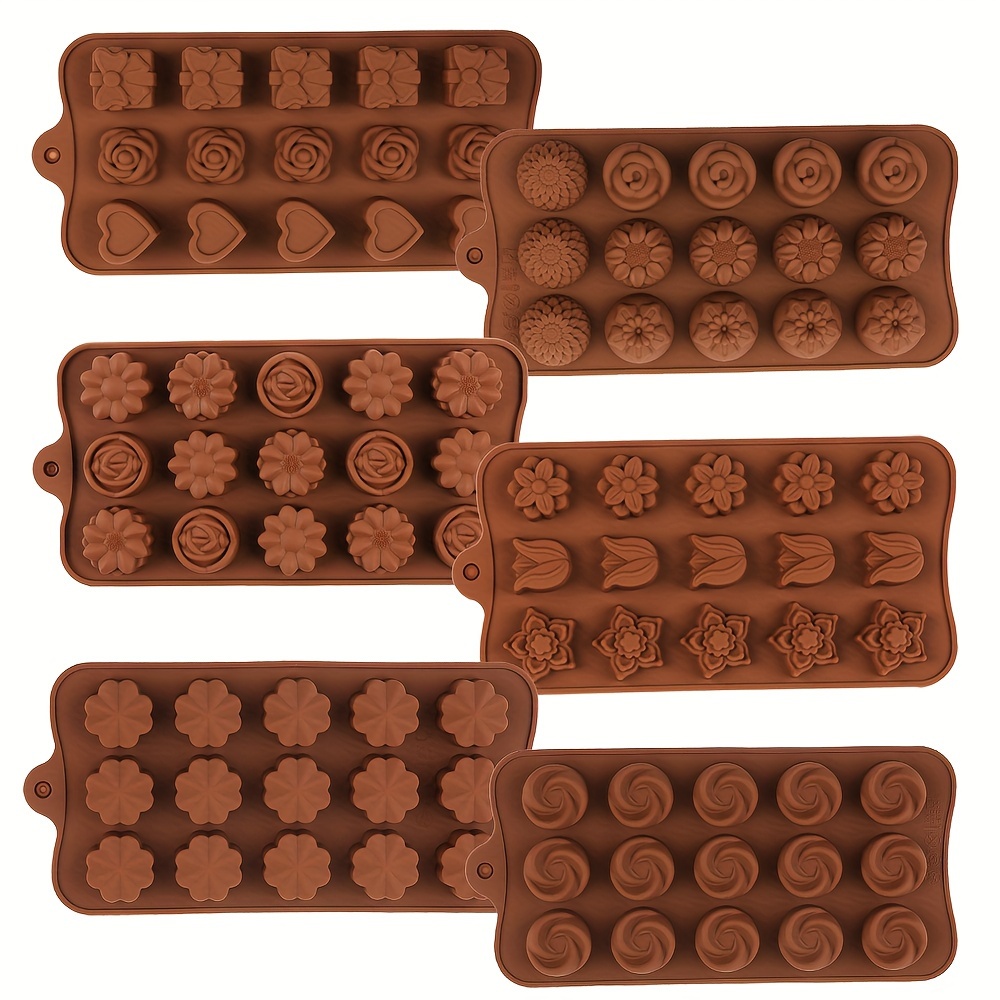 

6-pack Silicone Chocolate Molds Candy Molds With Flower Shapes, Food-grade Non-stick Baking Ice Cube Butter Jelly Molds, Bpa-free For Christmas Halloween Easter Hanukkah Thanksgiving.