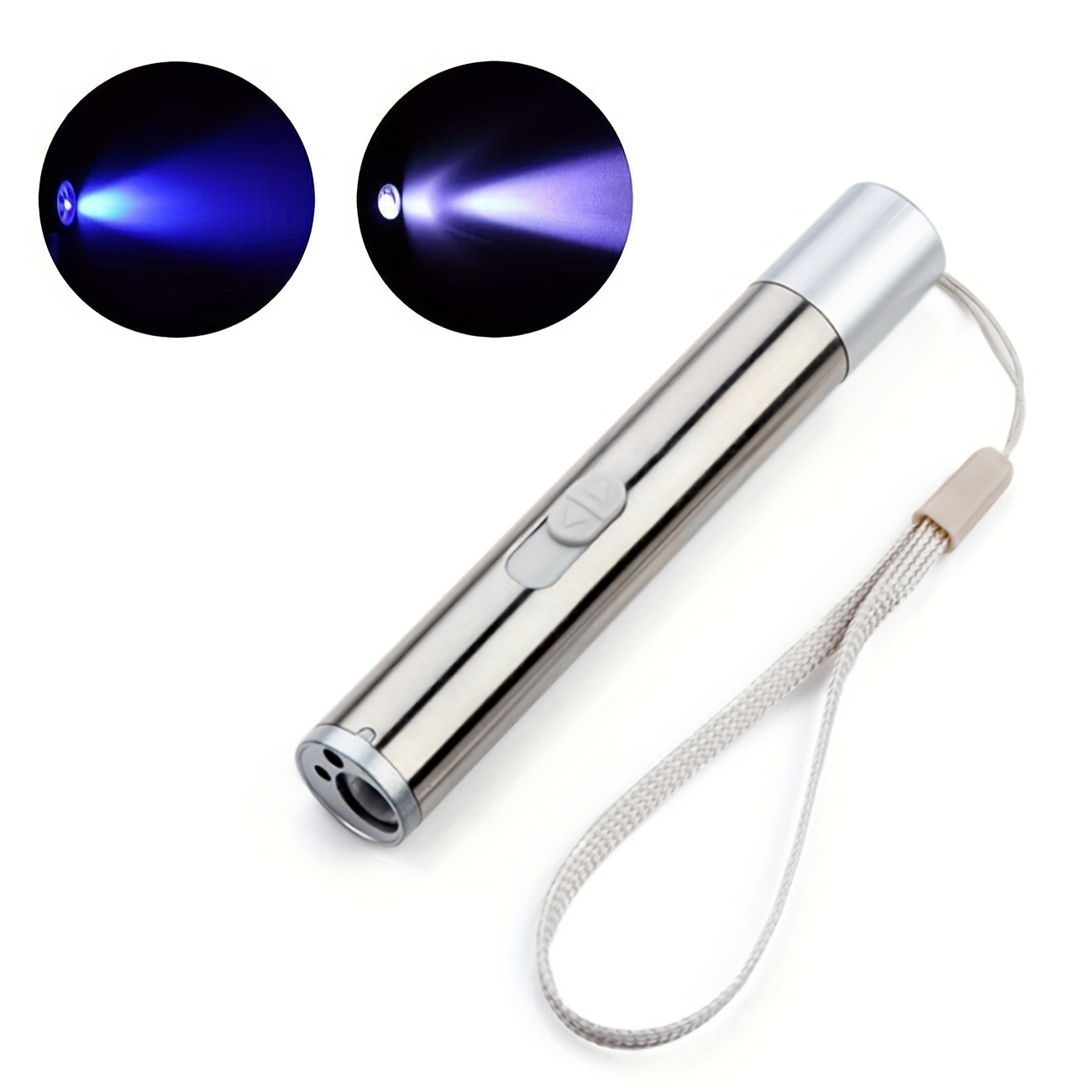 TEMU 1 Pc 1 Flashlight - Pet Uv Detector, Usb Rechargeable Stainless Steel, Cat Toy, And Emergency Light